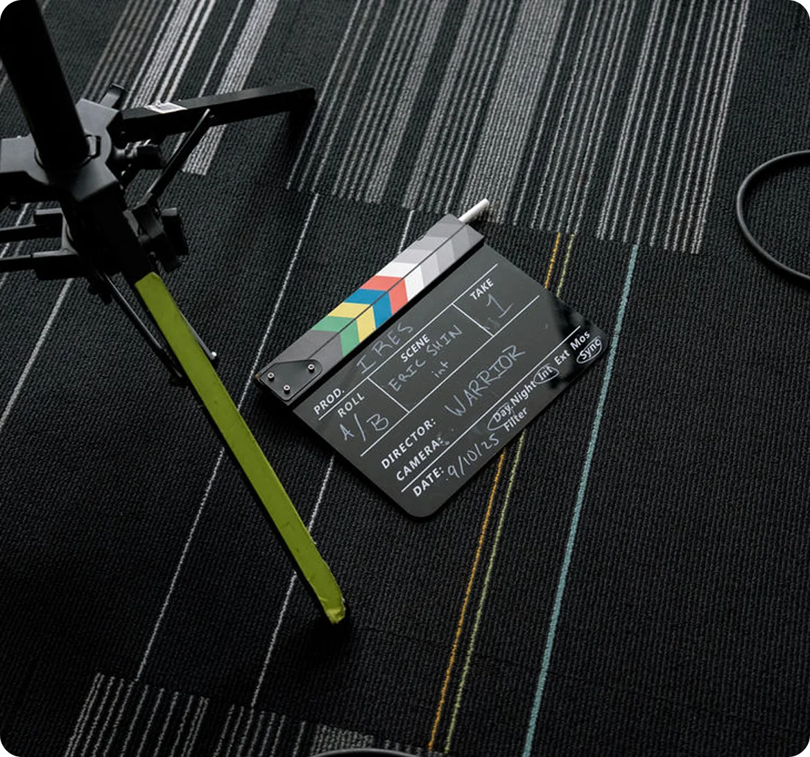 Clapperboard on set